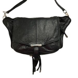 Alexander wang black weathered leather crossbody bag